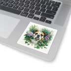 English Bulldog Watercolor Garden Peek Kiss-Cut Stickers | Premium Dog Prints | Tritan