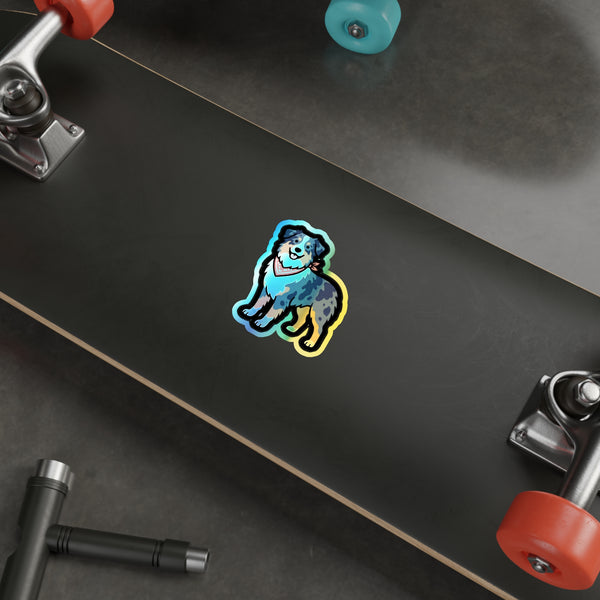 Pop Art Australian Shepherd Holo Sticker | Tritan — Lifestyle View