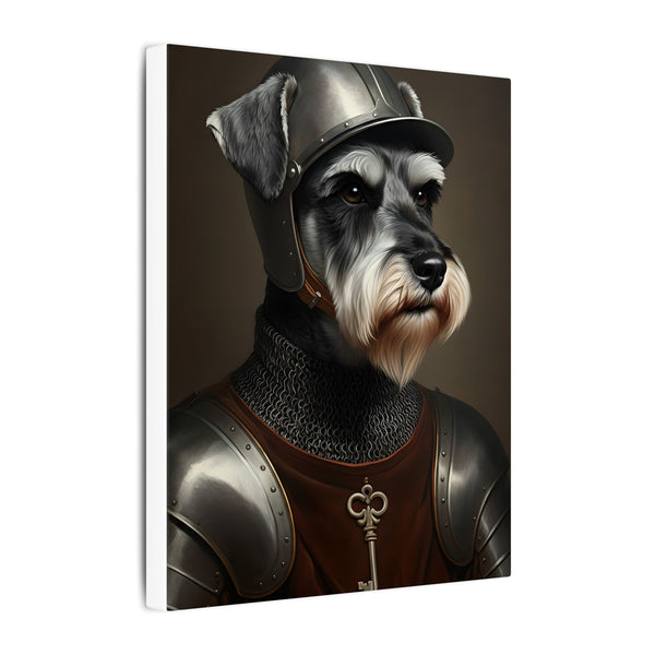 Miniature Schnauzer Medieval Knight Portrait Canvas Wall Art, Regal Dog Painting, Miniature Schnauzer Lover Gift, Stretched Canvas