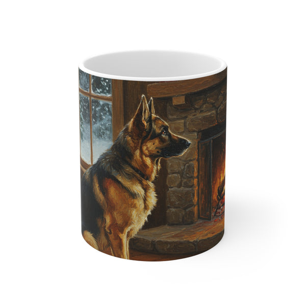 Acrylic German Shepherd - Winter Hearth | Ceramic Mug 11oz
