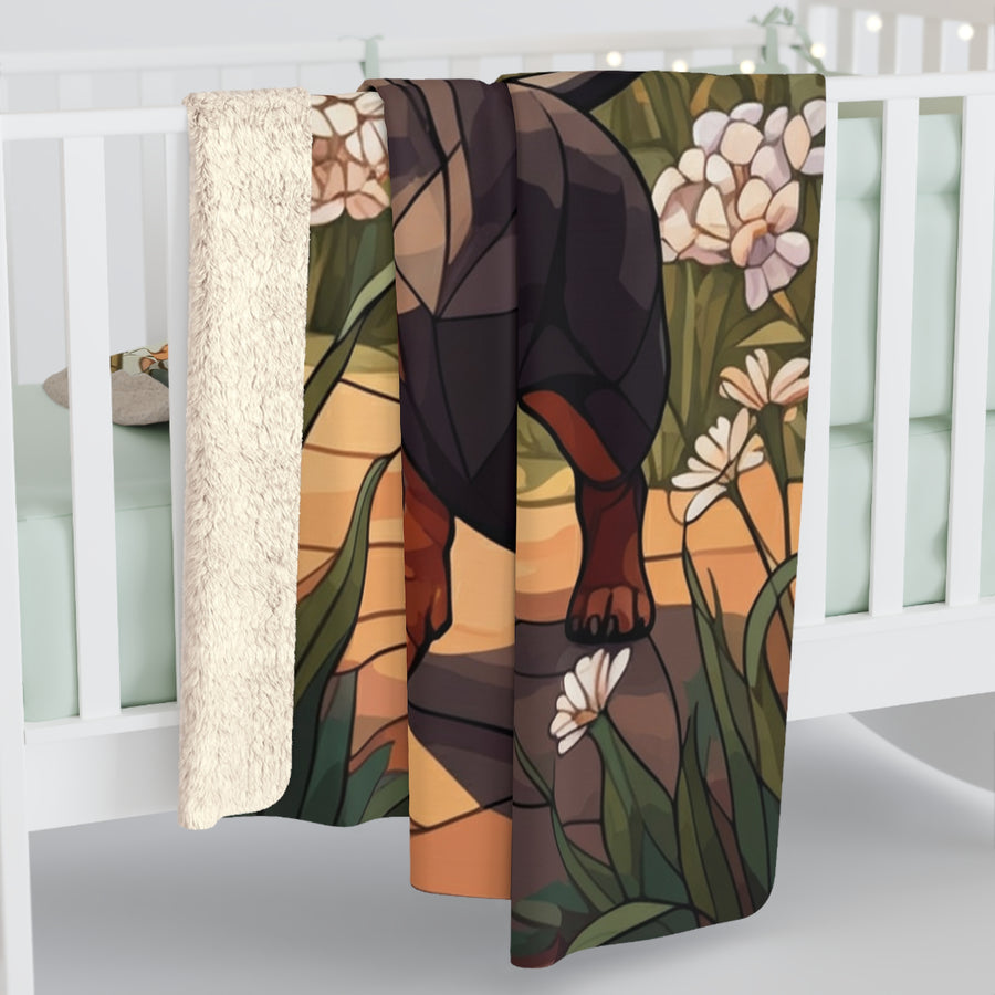 Dachshund Low Poly Prairie Sherpa Fleece Blanket | Dog Lover Gift