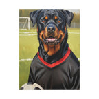 Rottweiler Oil Painting Soccer Portrait Canvas Wall Art Decor | Rottie Dog Lover Gift | Premium Pet Portrait Print