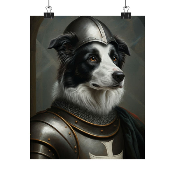 Border Collie Medieval Knight Portrait Matte Poster, Regal Dog Art Print, Border Collie Lover Gift, Wall Art