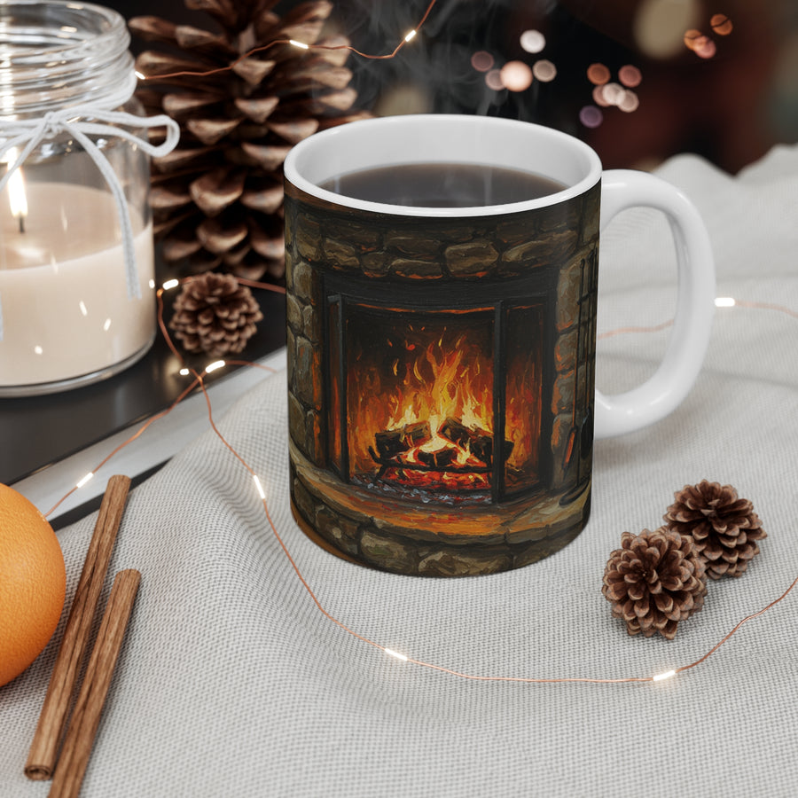 Acrylic Miniature Schnauzer - Winter Hearth | Ceramic Mug 11oz