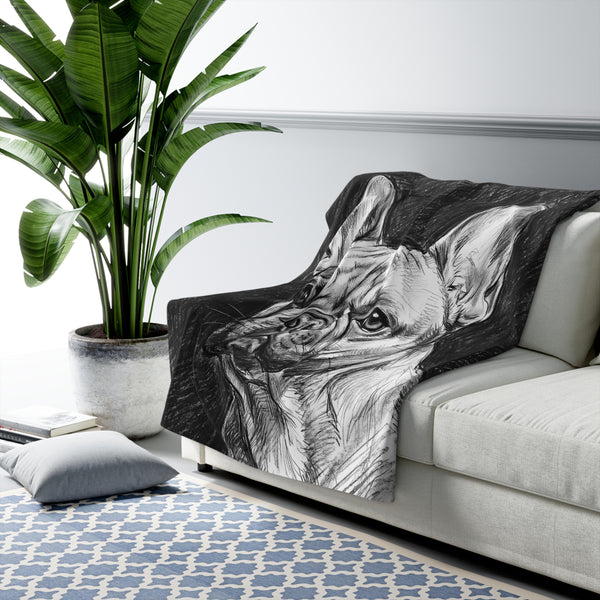French Bulldog Charcoal Portrait Throw Blanket | Premium Dog Art | Tritan