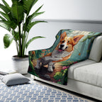 Corgi Low Poly Forest Sherpa Fleece Blanket | Dog Lover Gift