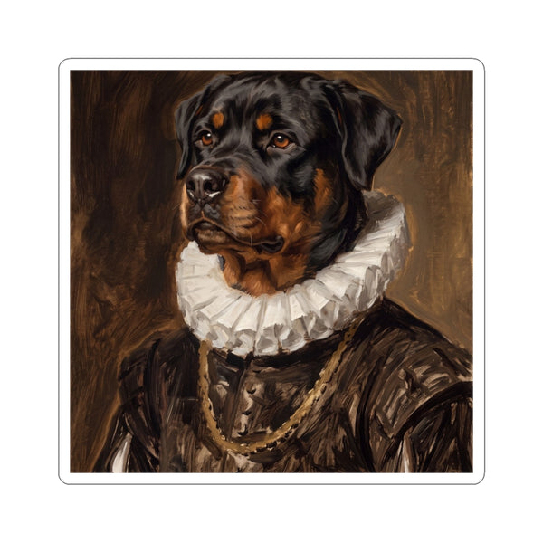 Rottweiler Renaissance Royal Portrait Sticker, Dog Portrait Vinyl Decal, Kiss-Cut Sticker, Rottweiler Lover Gift