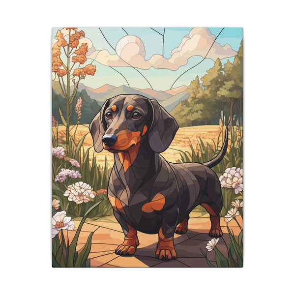 Dachshund Stained Glass Canvas Wall Art, Doxie Dog Lover Gift, Pet Portrait, Wiener Dog Art Print, Home Decor