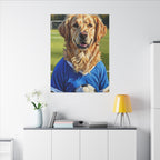 Golden Retriever Oil Painting Soccer Portrait Canvas Wall Art - Dog Lover Gift, Pet Decor for Home, Premium Stretched Canvas Print