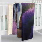 Siberian Husky Watercolor Lavender Fields Throw Blanket | Premium Dog Prints | Tritan — detail view