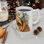 Beagle Watercolor Floral Crown Coffee Mug | Premium Dog Prints | Tritan — detail view