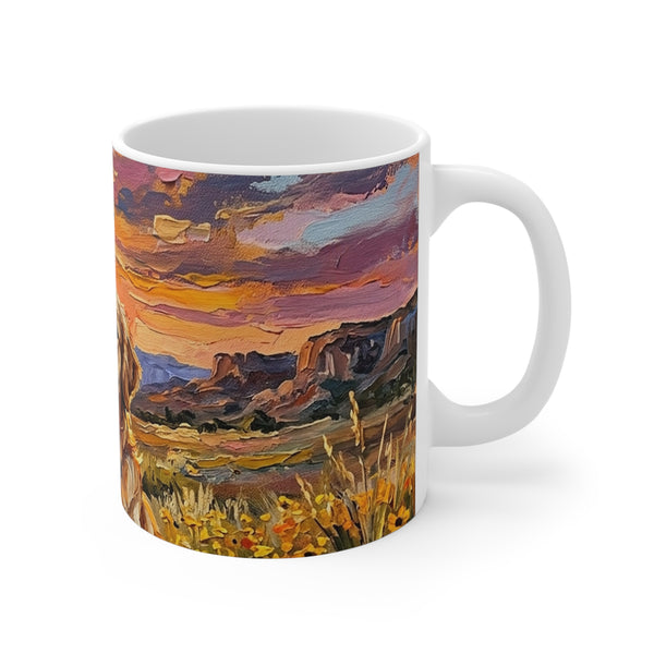 Golden Retriever Acrylic Gallery Print Sunset Prairie Coffee Mug | Premium Dog Prints | Tritan