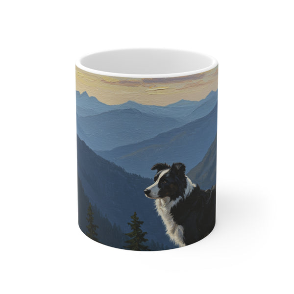 Acrylic Border Collie - Mountain Overlook | Ceramic Mug 11oz