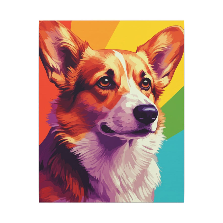 Corgi Pop Art Stretched Canvas Wall Art | Vibrant Corgi Decor Gift for Dog Lovers | Modern Pet Portrait
