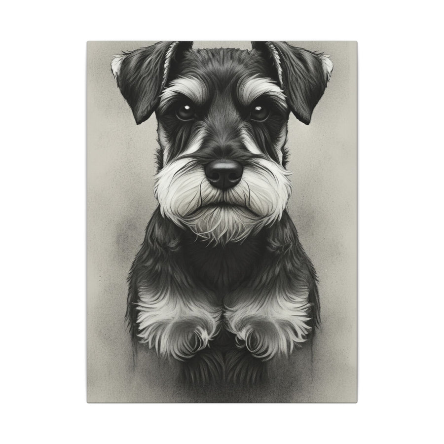 Miniature Schnauzer Charcoal Portrait Canvas Print | Dog Wall Art Decor | Pet Owner Gift | Schnauzer Lover Present