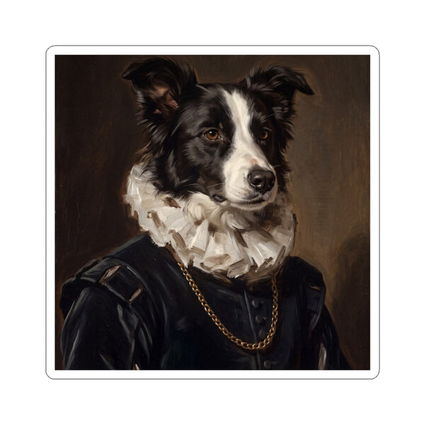Border Collie Renaissance Royal Portrait Sticker, Dog Portrait Vinyl Decal, Kiss-Cut Sticker, Border Collie Lover Gift