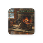 Acrylic Great Dane - Winter Hearth | Cork Back Coaster