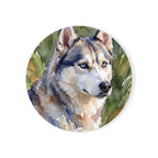 Siberian Husky Watercolor Drink Coaster by Tritan — front studio view