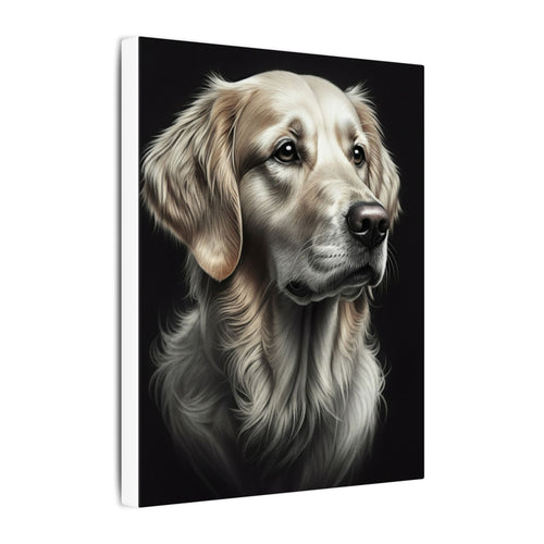 Golden Retriever Charcoal Portrait Canvas Wall Art | Dog Lover Gift | Pet Print Home Decor | Black & White Animal Art | Stretched Canvas