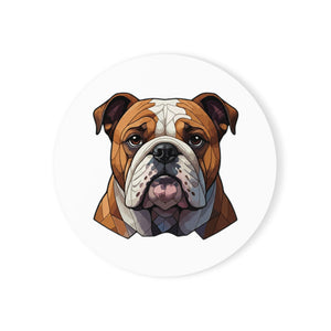English Bulldog Low Poly Cool Jewel Cork Back Coaster | Dog Lover Gift