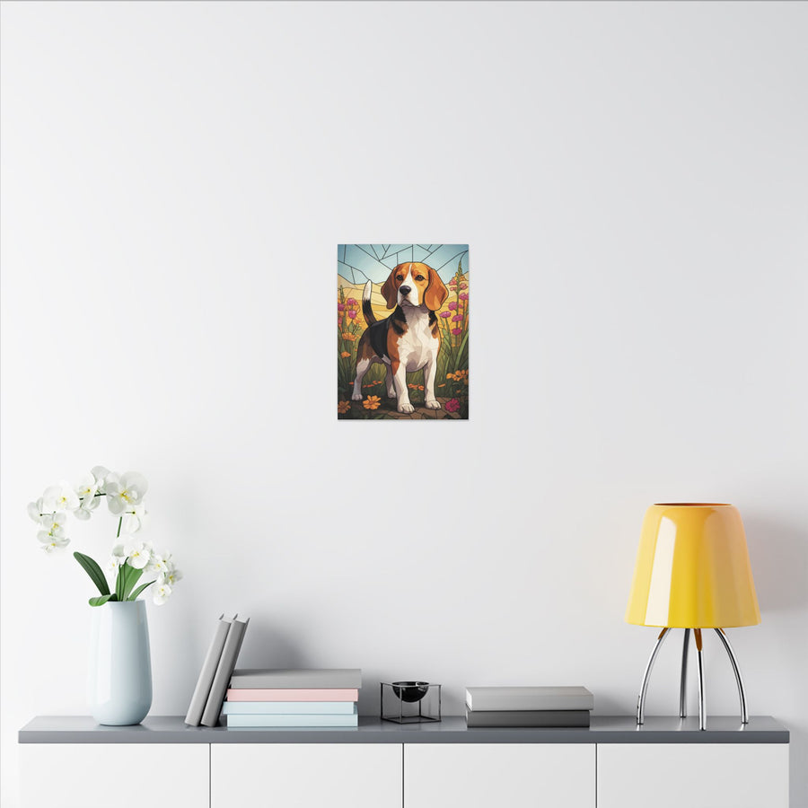 Beagle Stained Glass Canvas Wall Art, Dog Lover Gift, Pet Art Print, Stretched Canvas Decor