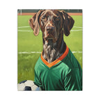 German Shorthaired Pointer Oil Painting Soccer Portrait Wall Art, GSP Dog Lover Gift, Canine Decor, Fetching Football Fan Canvas