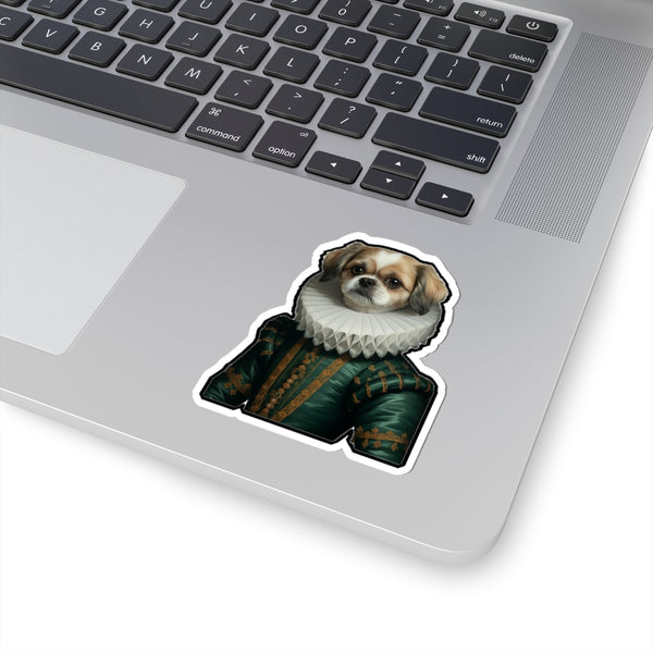 Shih Tzu Renaissance Royal Portrait Sticker, Dog Portrait Vinyl Decal, Kiss-Cut Sticker, Shih Tzu Lover Gift — Lifestyle View