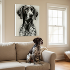 German Shorthaired Pointer Charcoal Portrait Canvas Print | GSP Dog Wall Art Gift