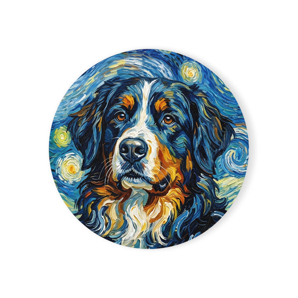 Bernese Mountain Dog Post-Impressionist Oil Painting Coaster - Berner Dog Lover Gift, Pet Portrait Decor