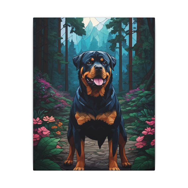 Rottweiler Stained Glass Canvas Wall Art | Dog Lover Gift | Rottie Decor | Pet Art Print