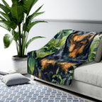 Rottweiler Watercolor Rain Garden Throw Blanket | Premium Dog Art | Tritan