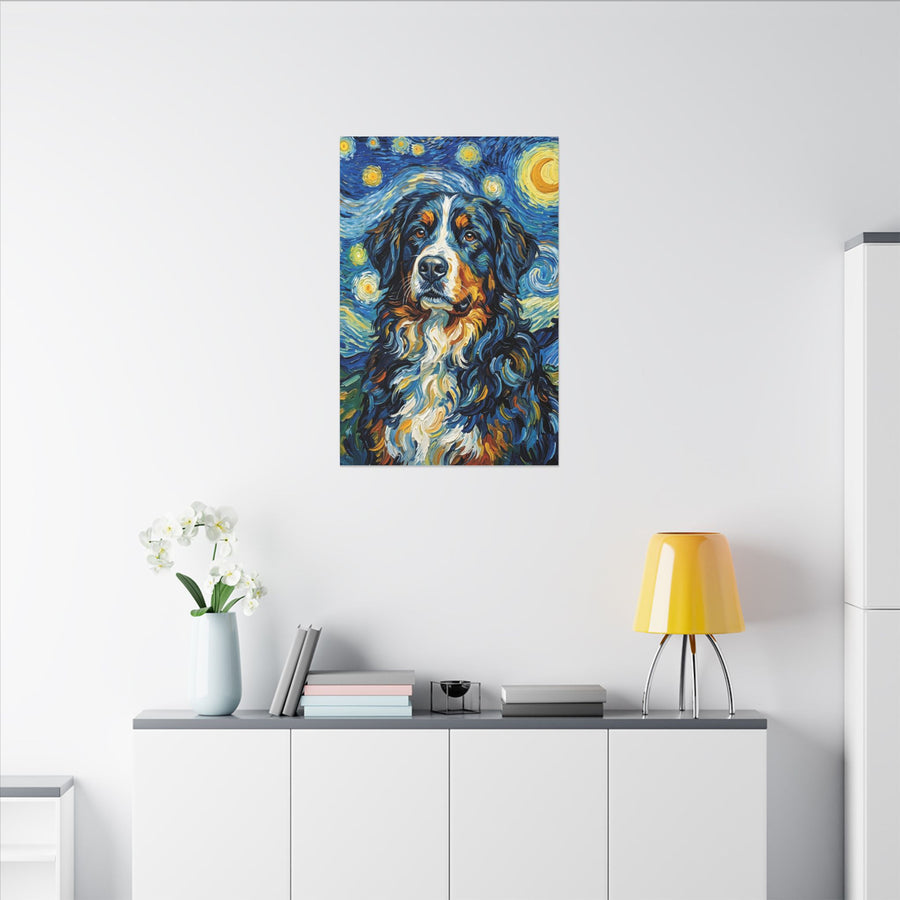 Bernese Mountain Dog Post-Impressionist Oil Painting Canvas Art | Berner Dog Gift | Pet Loss Memorial Wall Art Decor