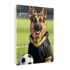 German Shepherd Oil Painting Soccer Portrait Canvas Wall Art Decor, Dog Lover Gift, Pet Owner Present, GSD Art Print