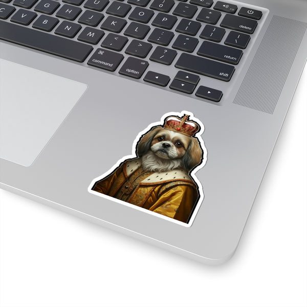 Shih Tzu Kings & Queens Royal Portrait Sticker, Dog Portrait Vinyl Decal, Kiss-Cut Sticker, Shih Tzu Lover Gift — Lifestyle View