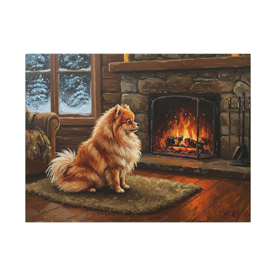 Pomeranian Wall Art Canvas, Acrylic Dog Painting Print, Pom Mom Gift, Pet Lover Home Decor, Stretched Canvas Dog Portrait