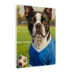 Boston Terrier Oil Painting Soccer Portrait Canvas Wall Art - Dog Lover Gift, Pet Decor, Sports Fan Home Art