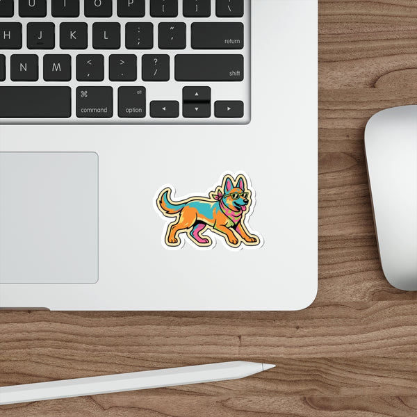 Y2K German Shepherd Sticker | Tritan — Lifestyle View