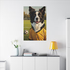 Border Collie Oil Painting Soccer Portrait Stretched Canvas Wall Art | Energetic Dog Lover Gift | Premium Pet Decor