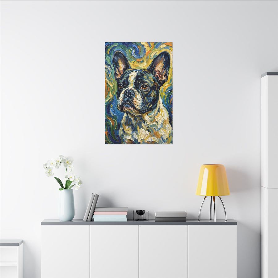 French Bulldog Post-Impressionist Oil Painting Canvas Wall Art Decor Gift for Dog Lovers