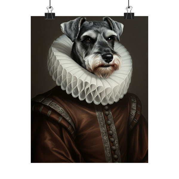 Miniature Schnauzer Renaissance Royal Portrait Matte Poster, Regal Dog Art Print, Miniature Schnauzer Lover Gift, Wall Art