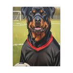 Rottweiler Oil Painting Soccer Portrait Canvas Wall Art Decor | Rottie Dog Lover Gift | Premium Pet Portrait Print
