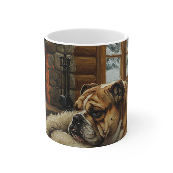 Acrylic English Bulldog - Winter Hearth | Ceramic Mug 11oz