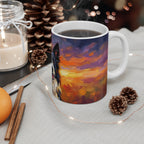 Border Collie Acrylic Ceramic Coffee Mug 11oz, Colorful Dog Art, Border Collie Lover Gift