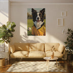 Border Collie Oil Painting Soccer Portrait Stretched Canvas Wall Art | Energetic Dog Lover Gift | Premium Pet Decor