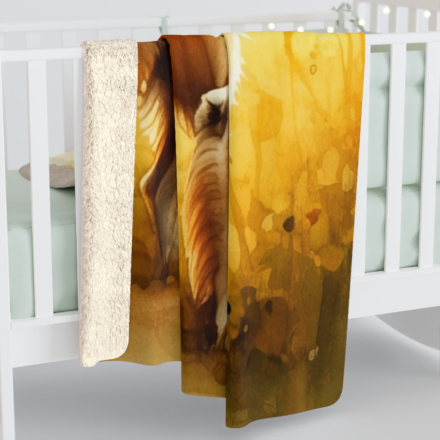 Golden Retriever Watercolor Meadow Throw Blanket | Premium Dog Prints | Tritan — detail view