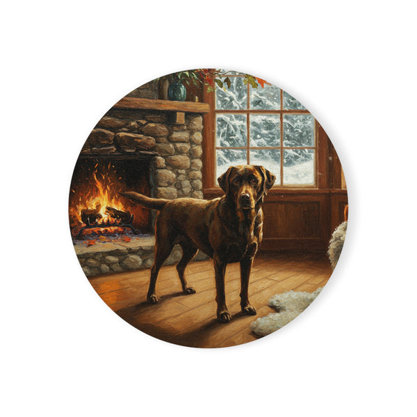 Acrylic Labrador Retriever - Winter Hearth | Cork Back Coaster