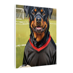 Rottweiler Oil Painting Soccer Portrait Canvas Wall Art Decor | Rottie Dog Lover Gift | Premium Pet Portrait Print