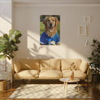 Golden Retriever Oil Painting Soccer Portrait Canvas Wall Art - Dog Lover Gift, Pet Decor for Home, Premium Stretched Canvas Print