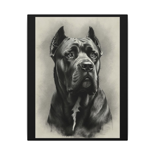 Cane Corso Charcoal Portrait Canvas Print, Dog Wall Art, Pet Memorial Gift, Dog Lover Decor, Black & White Dog Mom Gift