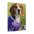 Beagle Soccer Portrait Oil Painting Canvas Print, Dog Wall Art Decor, Pet Lover Gift